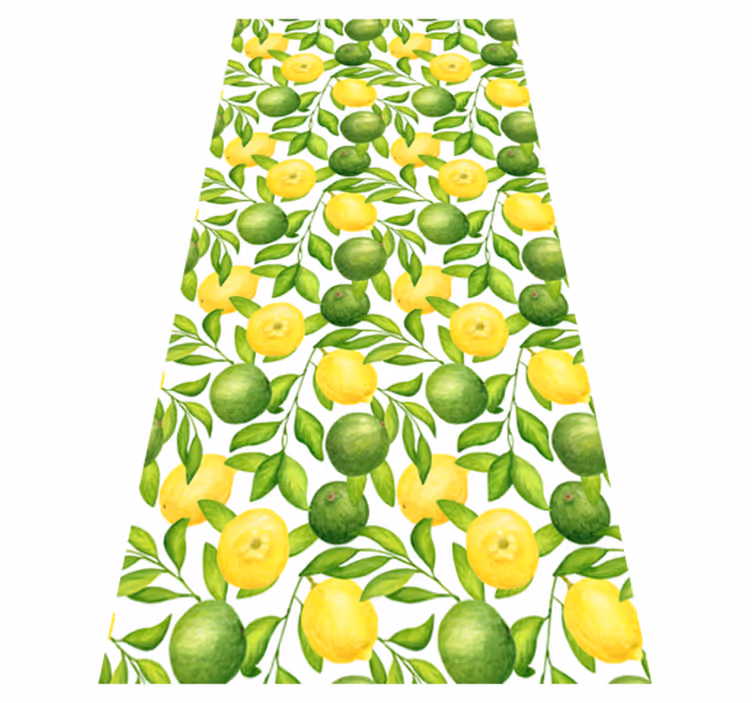 Covor vinil flori și plante model lămâie și lime - TenStickers