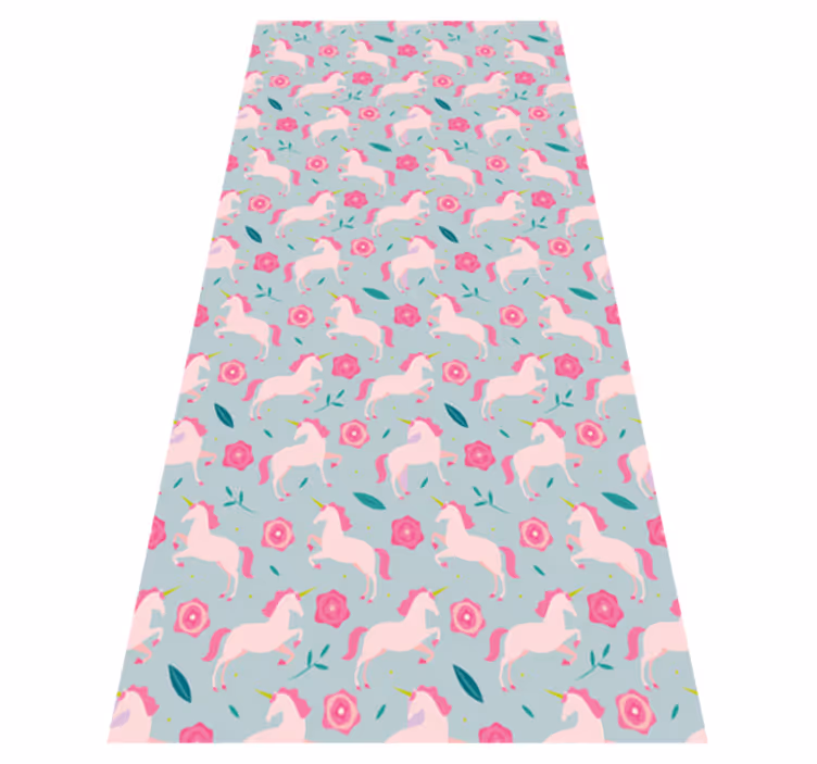 Covor de vinil adolescenți cu model unicorni florali - TenStickers