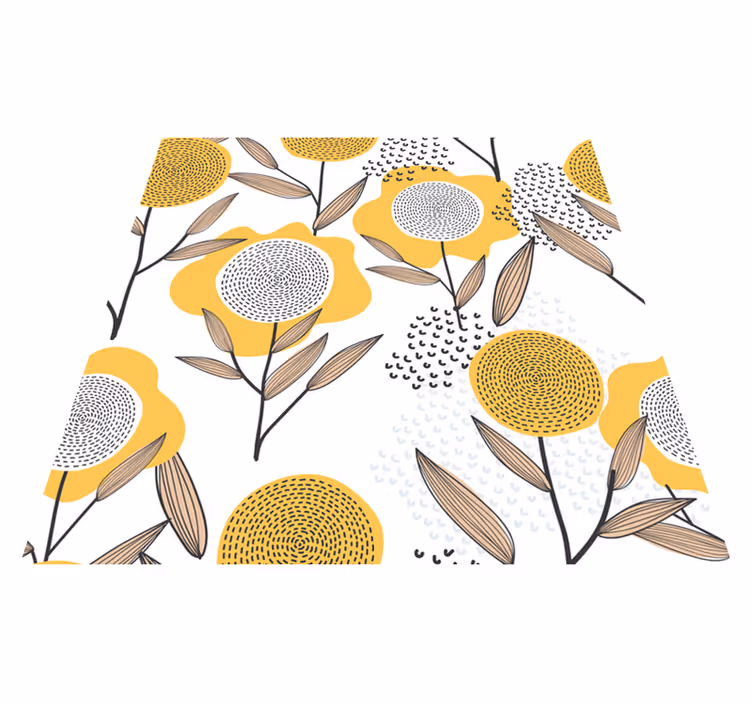 Covor vinil dormitor model floral abstract galben - TenStickers