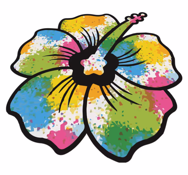 Covor vinil dormitor floare de hibiscus colorată - TenStickers