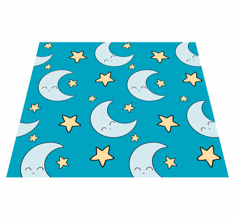 Covor de vinil stele luni fericite albastre - TenStickers