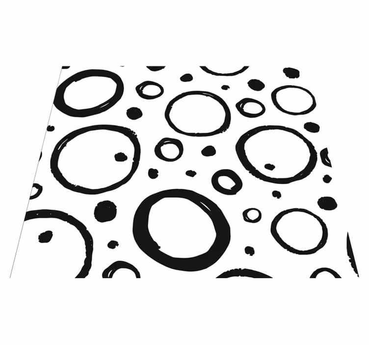 Covor de vinil geometric design circular alb-negru - TenStickers