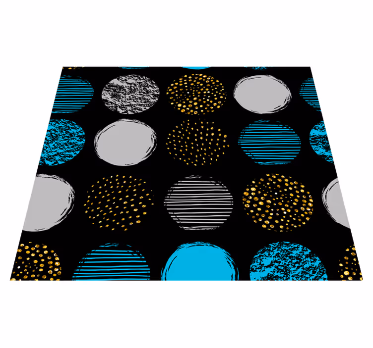 Covor de vinil geometric cu model buline pe fundal negru - TenStickers