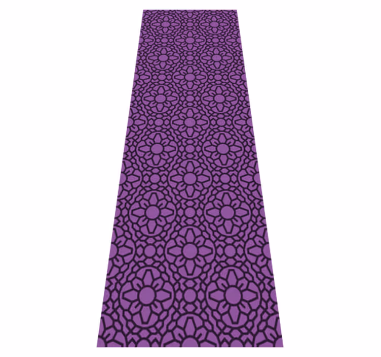 Covor de vinil geometric flori violet în cerc - TenStickers