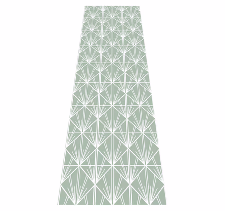 Covor de vinil geometric cu model deco alb și verde - TenStickers