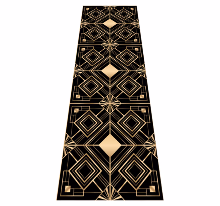 Covor de vinil geometric cu model deco modern negru și auriu - TenStickers