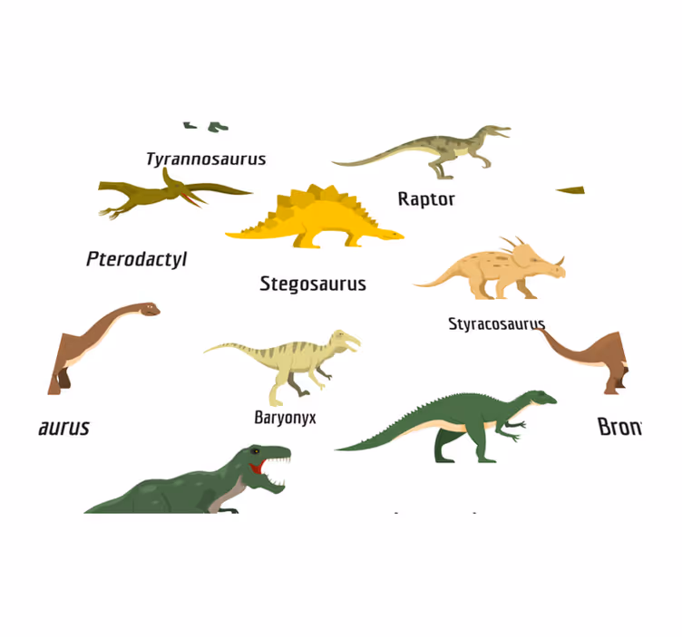 Covor vinil dormitor dinozauri reali cu nume - TenStickers
