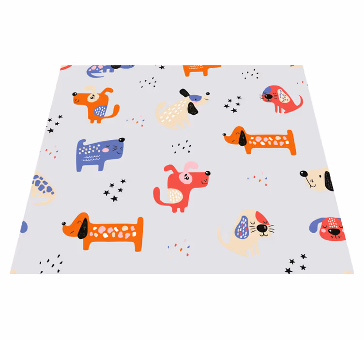 Covor vinil dormitor câini ilustrați - TenStickers