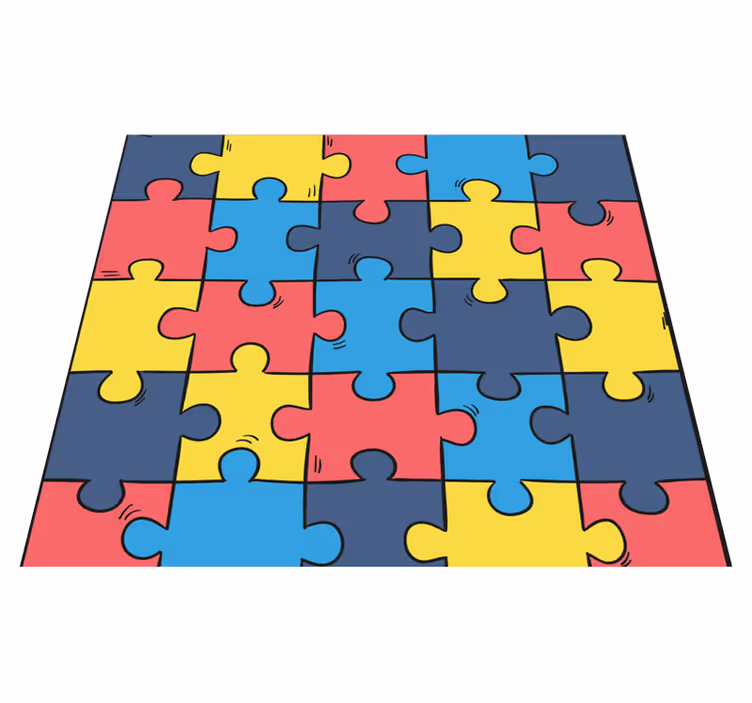 Covor vinil dormitor puzzle curcubeu - TenStickers