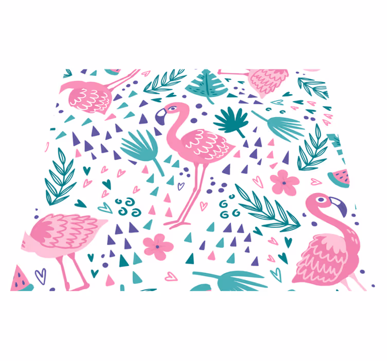 Covor vinil dormitor cu model de flamingo - TenStickers
