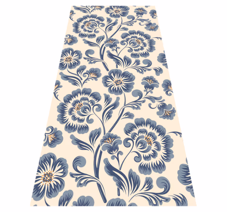 Covor vinil dormitor stil vintage floral albastru - TenStickers