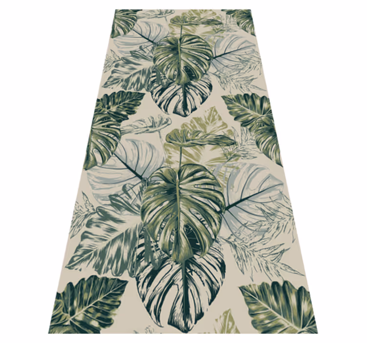 Covor vinil dormitor forme monstera estompate bej - TenStickers