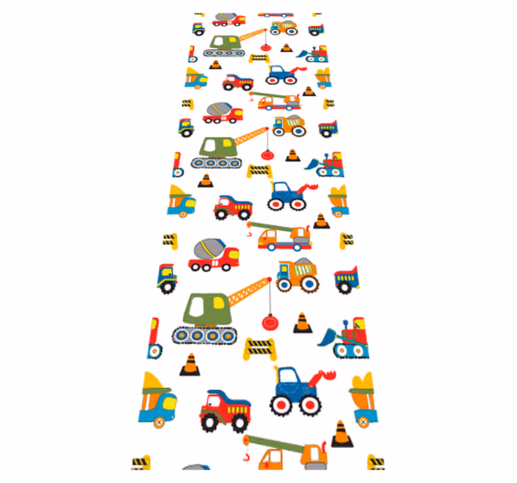 Covor vinil dormitor design drăguț cu excavatoare - TenStickers