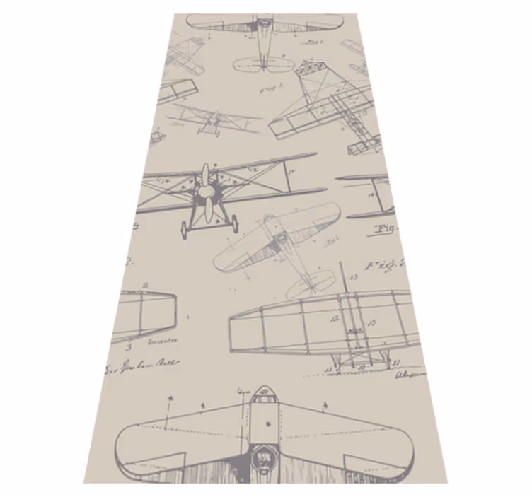 Covor vinil dormitor model plane vintage - TenStickers