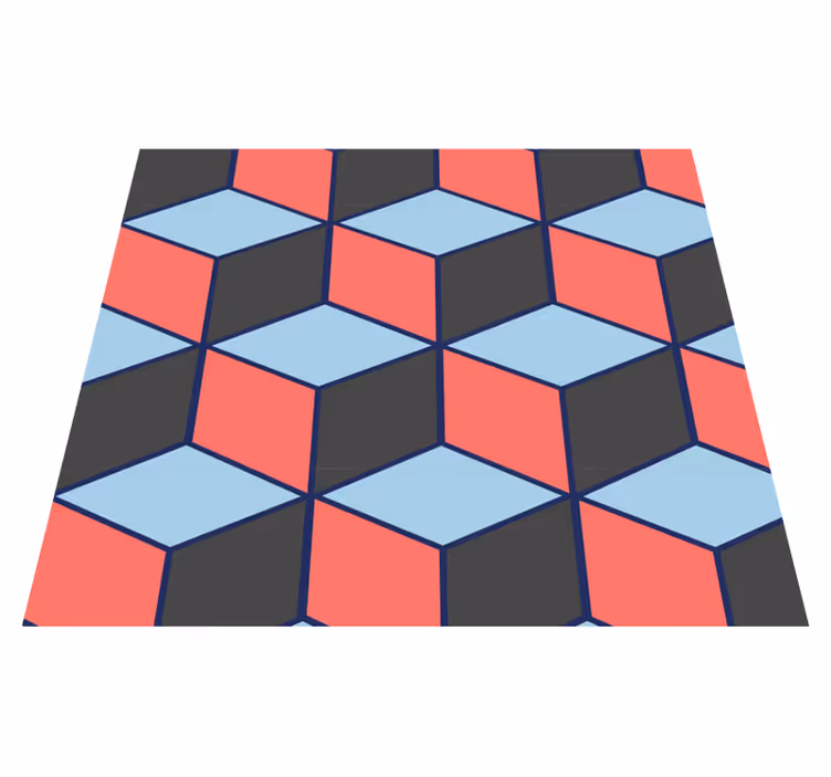 Covor vinil dormitor pătrate geometrice 3d - TenStickers