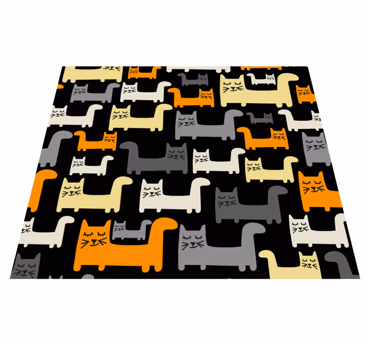 Covor vinil dormitor pisici geometrice colorate - TenStickers
