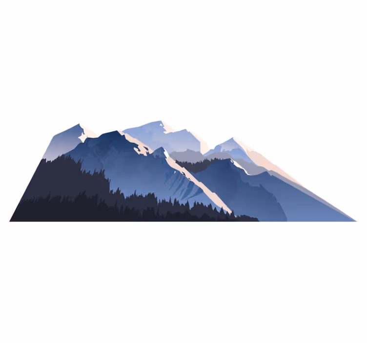 Covor vinil cu aspect de natura pădure gri munți soare - TenStickers