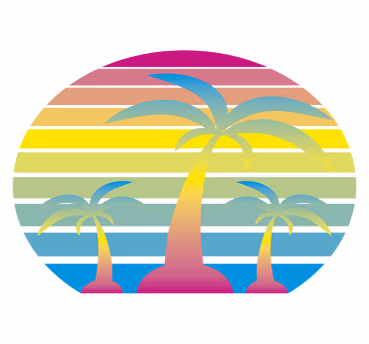 Covor vinil cu aspect de natura apus vintage anii 80 - TenStickers