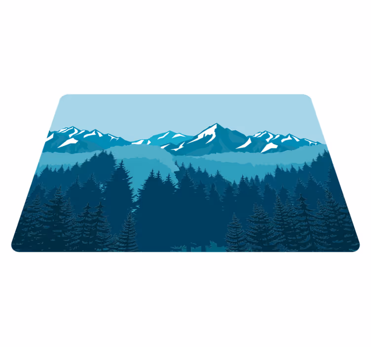 Covor vinil cu aspect de natura peisaj albastru-verde - TenStickers