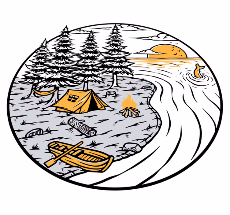 Covor vinil cu aspect de natura insigna peisaj galben - TenStickers