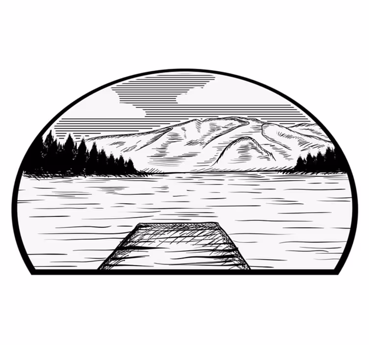 Covor vinil cu aspect de natura camping la lac de pini - TenStickers