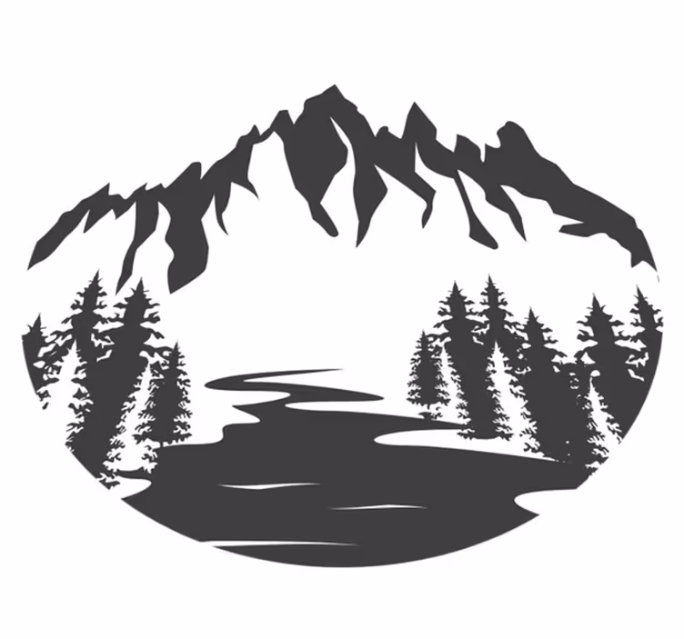 Covor vinil cu aspect de natura silueta peisaj montan - TenStickers