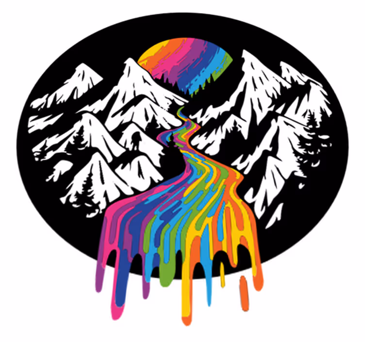 Covor vinil cu aspect de natura peisaj munte curcubeu - TenStickers