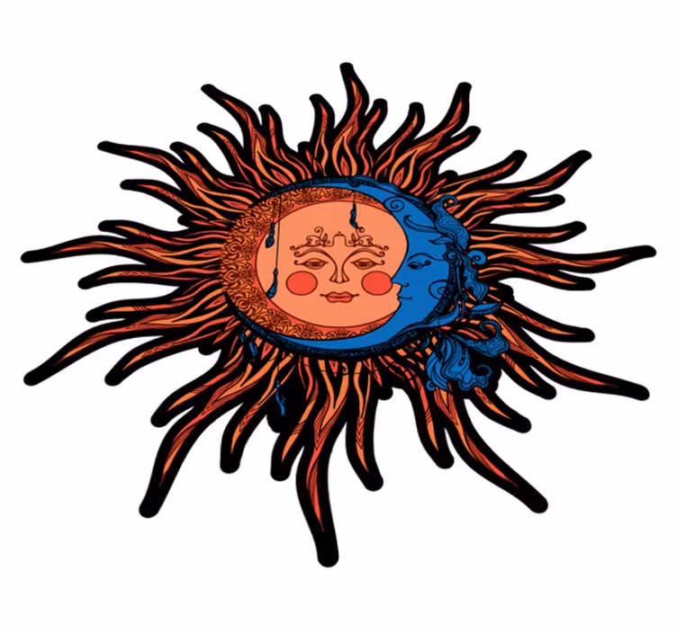 Covor vinil cu aspect de natura soare și lună celestial - TenStickers