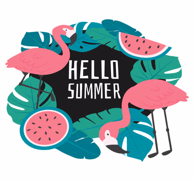 Covor vinil cu aspect de natura design flamingo tropical - TenStickers