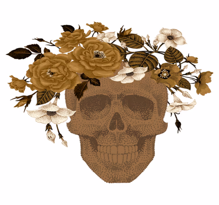 Covor vinil cu aspect de natura aranjament floral cu craniu - TenStickers