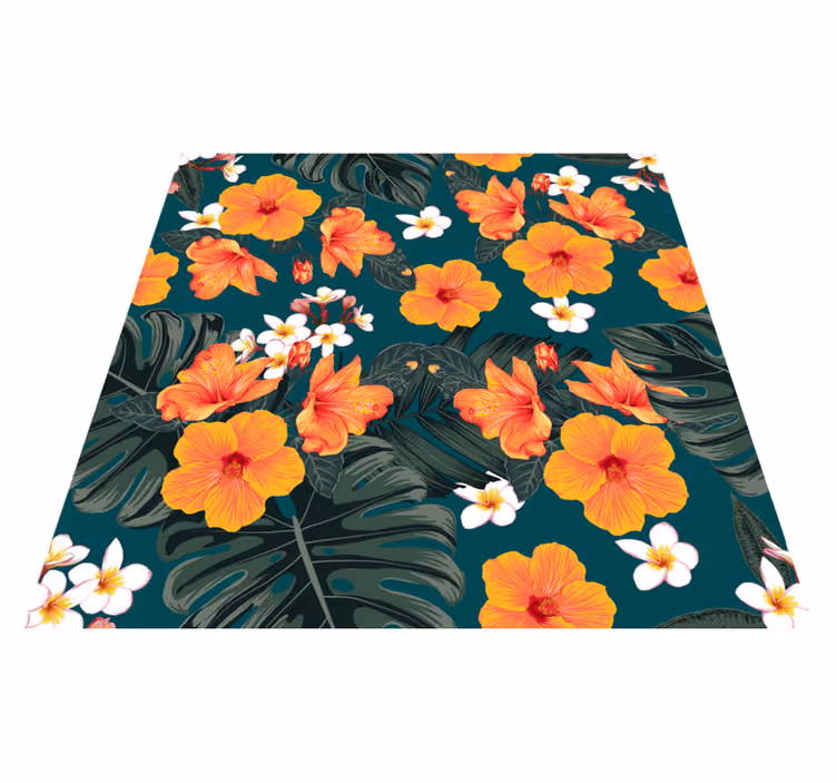Covor vinil cu aspect de natura compoziție florile exotice - TenStickers