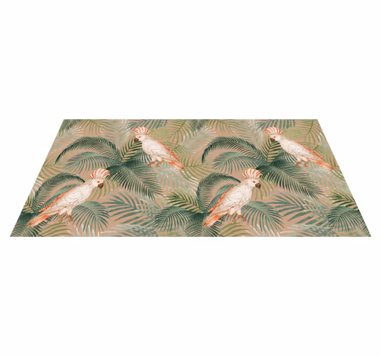 Covor vinil cu aspect de natura papagali și palme - TenStickers