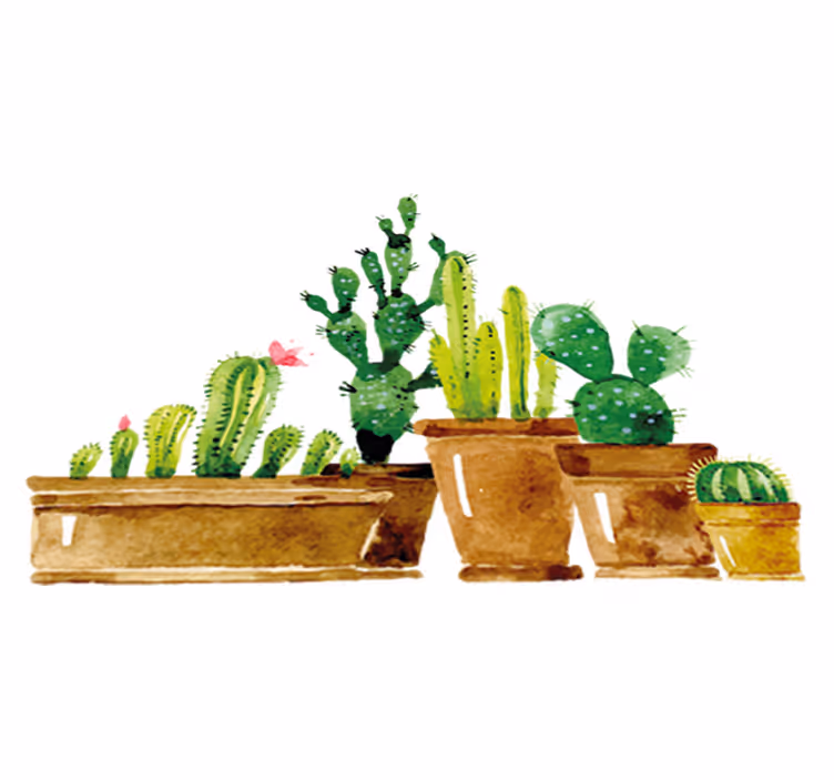 Covor vinil flori și plante grădină de cactus homemade - TenStickers