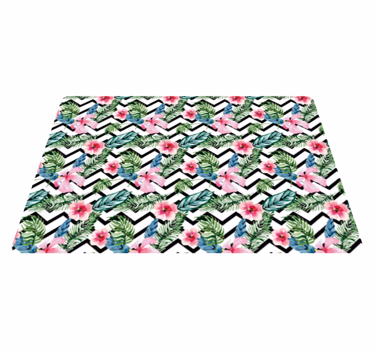 Covor vinil flori și plante linii tropicale zigzag - TenStickers