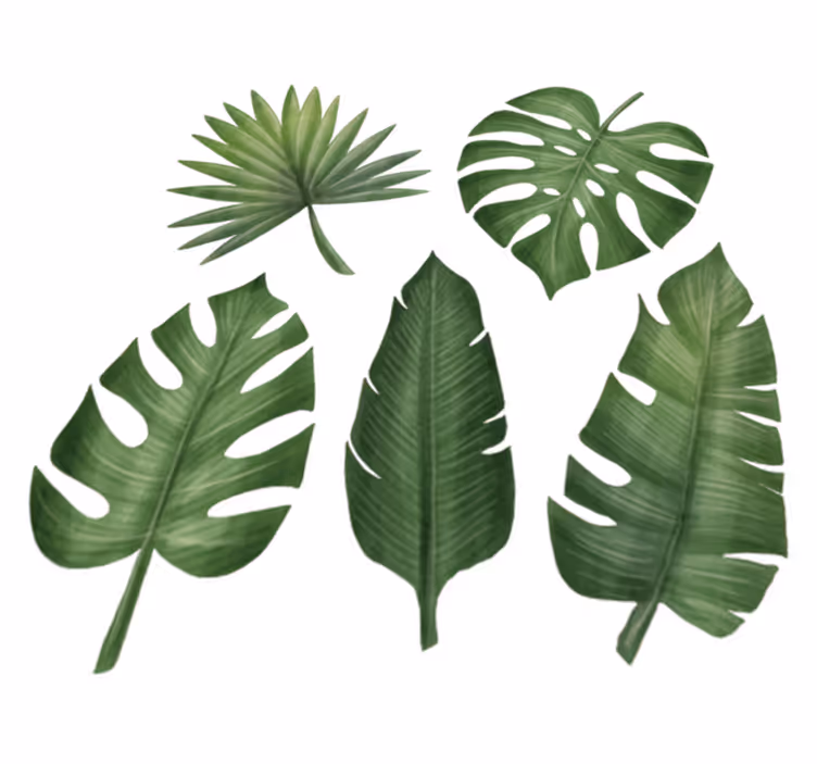Covor vinil flori și plante frunze verzi mari - TenStickers