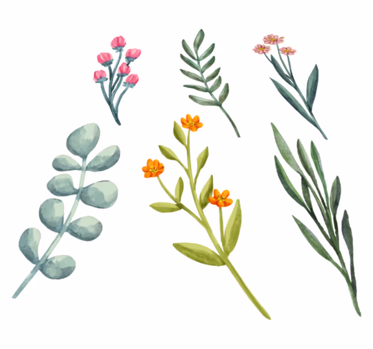 Covor vinil flori și plante ramuri de plante - TenStickers