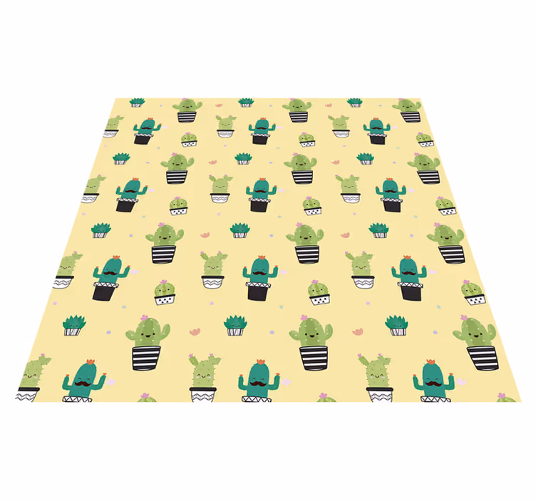 Covor vinil flori și plante model cactus - TenStickers
