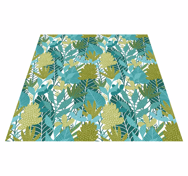 Covor vinil flori și plante design boho cu frunze tropicale - TenStickers