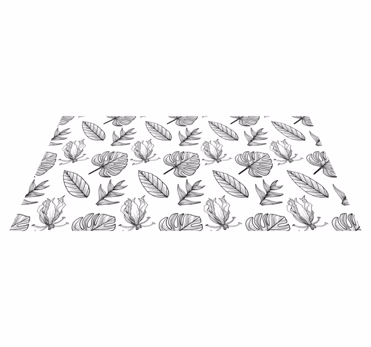 Covor vinil flori și plante frunze tropicale monocolore - TenStickers