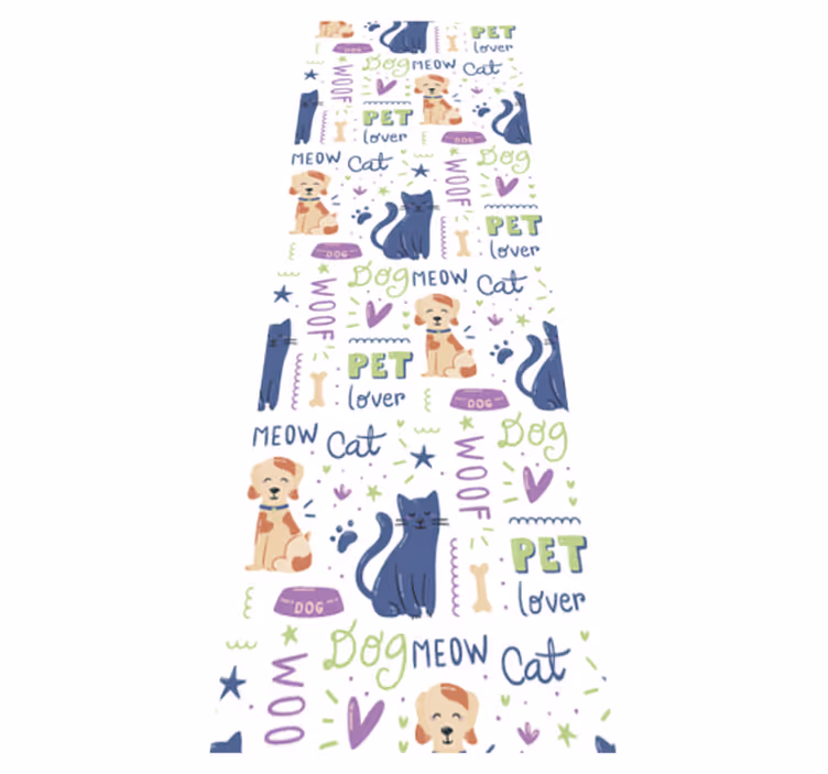 Covor vinil dormitor doodle colorat cu câini - TenStickers