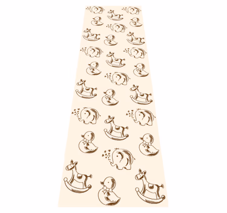 Covor vinil dormitor design drăguț cu elefant rață și cal - TenStickers
