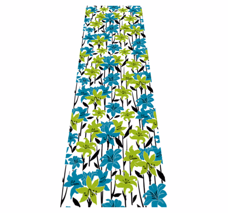 Covor vinil dormitor cu design stencil flori - TenStickers
