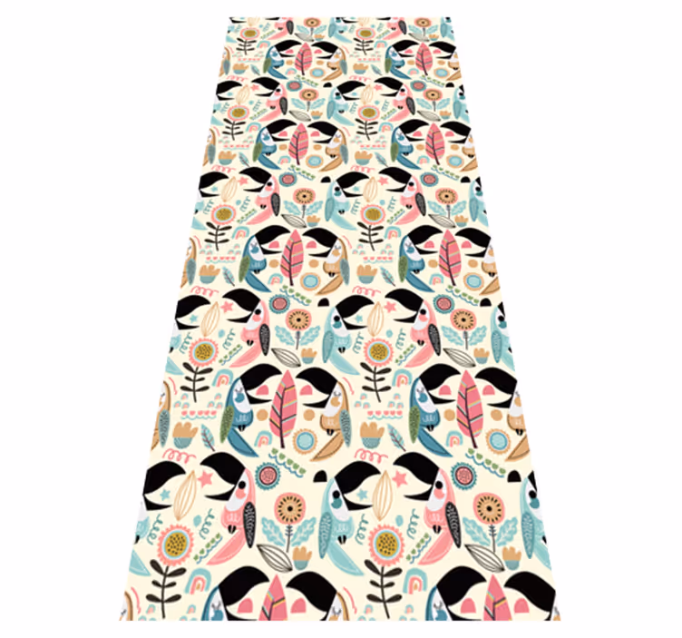 Covor vinil dormitor frunze pastel nordice albastre - TenStickers