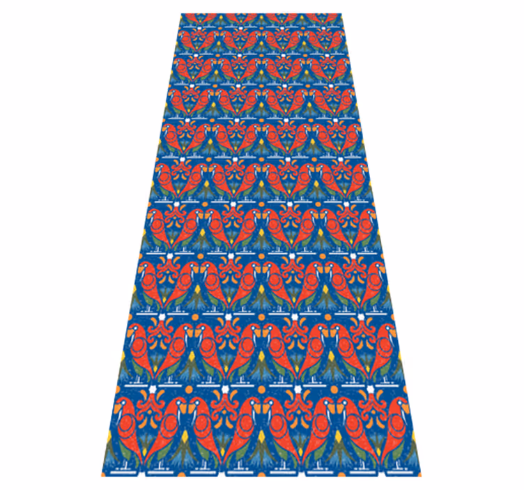 Covor vinil dormitor design floral cu fundal albastru - TenStickers