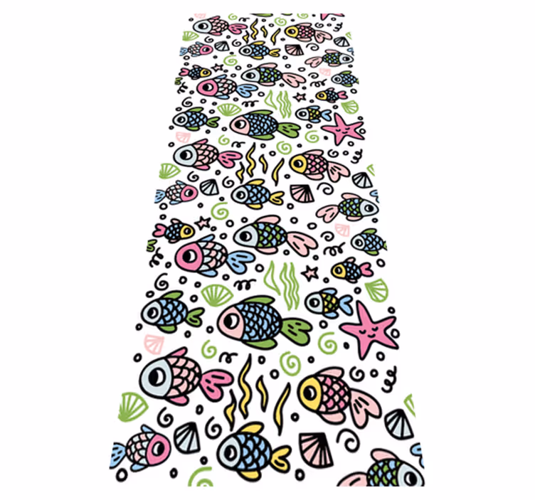 Covor vinil dormitor cu model pești multicolori - TenStickers