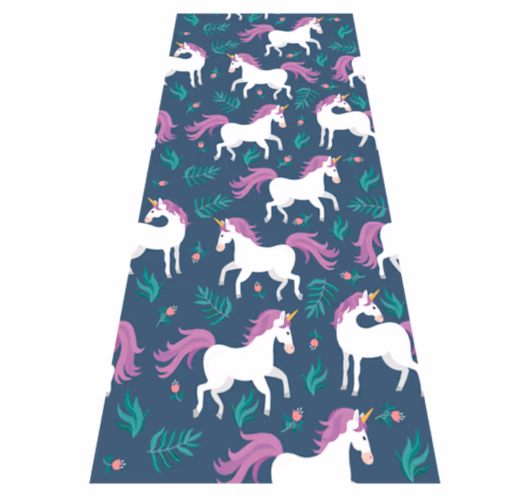 Covor vinil dormitor model unicorn albastru plat - TenStickers