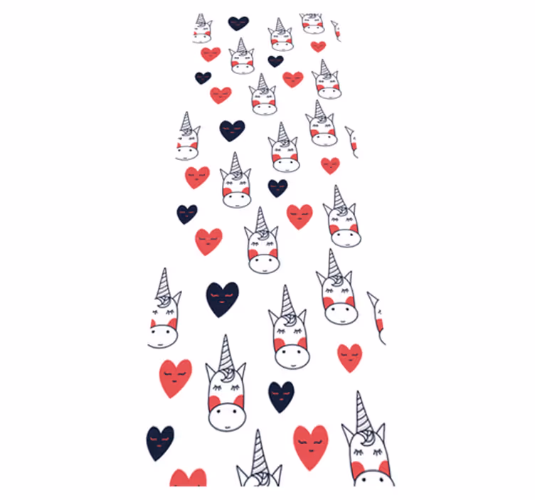 Covor vinil dormitor model unicorni cu inimioare - TenStickers