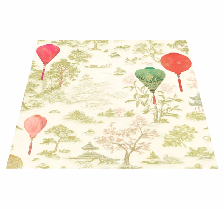 Covor vinil dormitor peisaj oriental chinoiserie - TenStickers