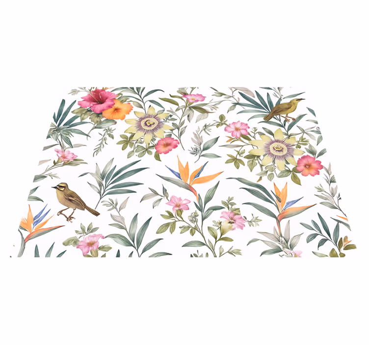 Covor vinil dormitor design floral albastru - TenStickers