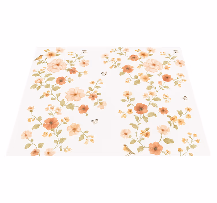 Covor vinil dormitor flori mici albe simple - TenStickers